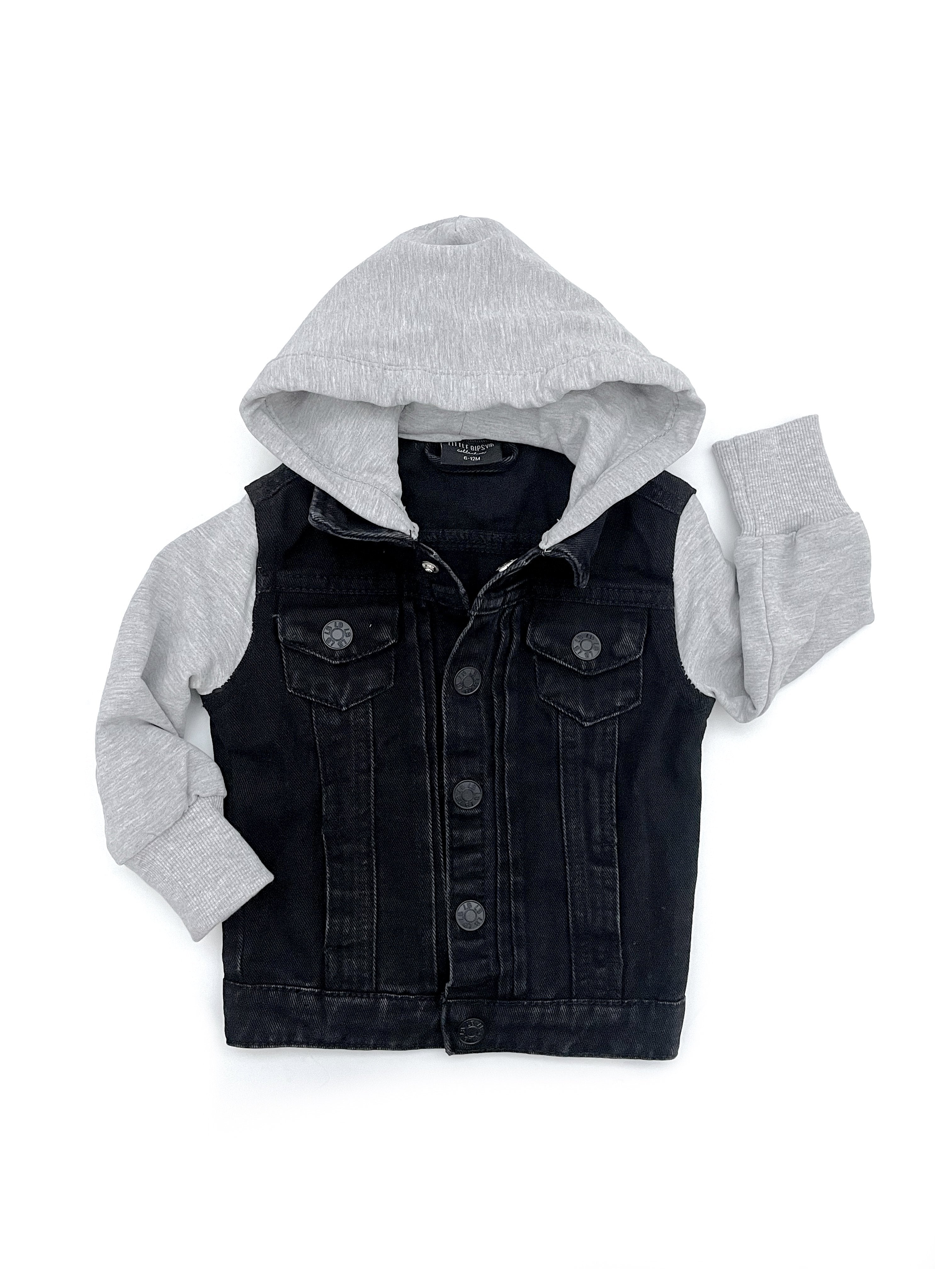 Hooded denim jacket - Black – FIVE&KNUX
