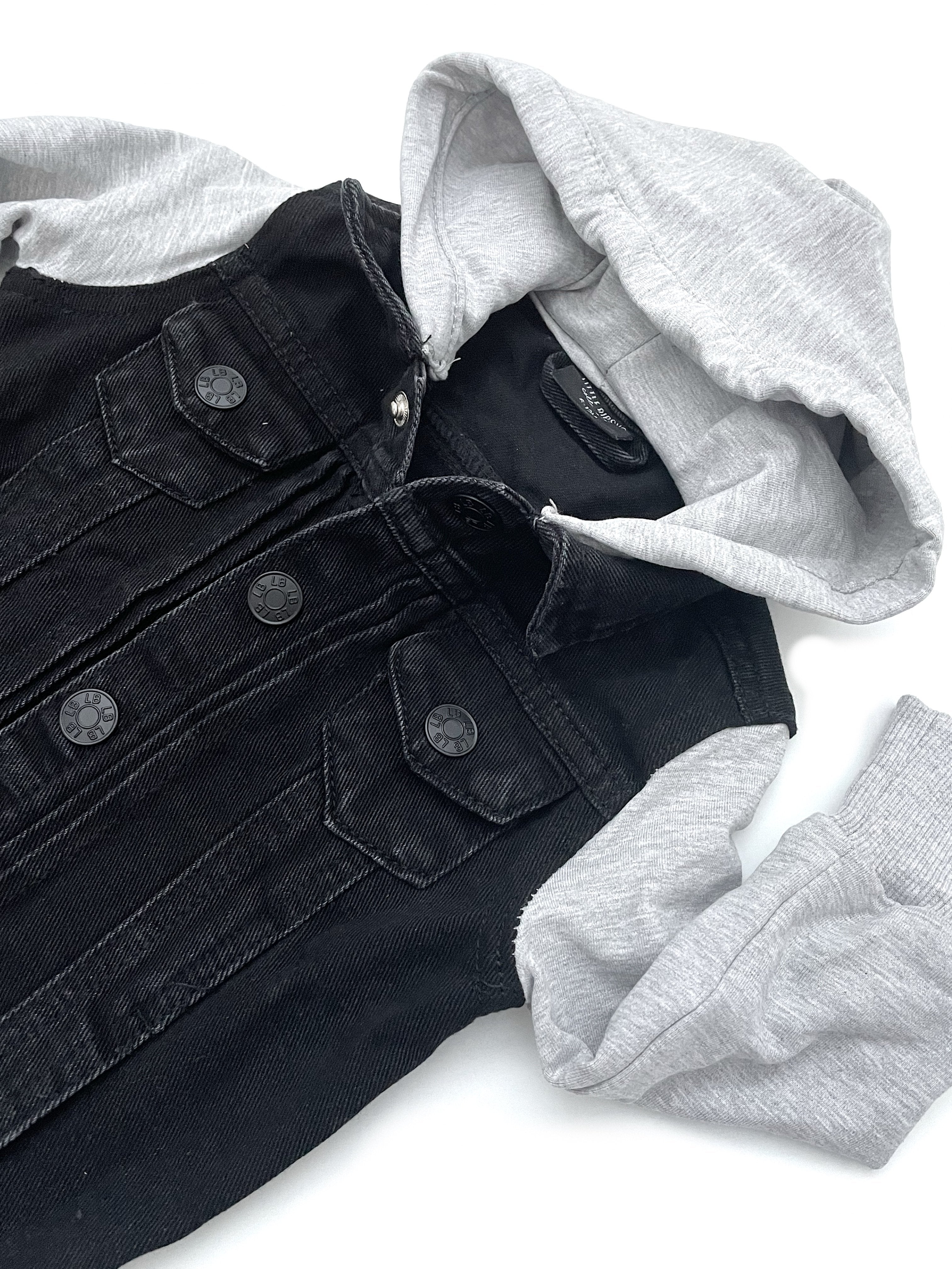 Hooded denim jacket - black - FIVE&KNUX