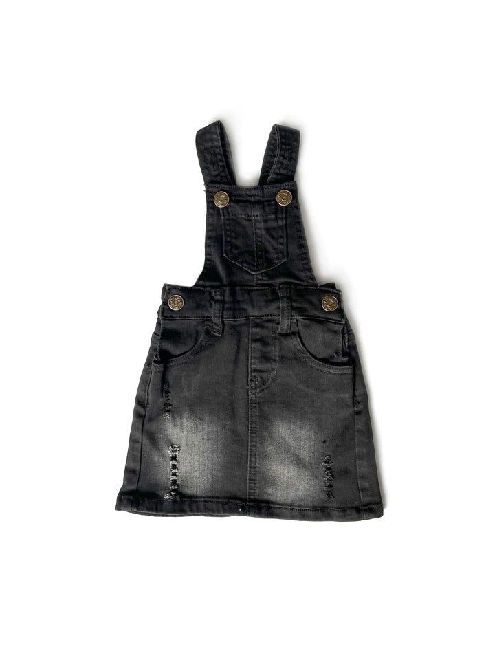 Denim Skirt Overalls - Black - FIVE&KNUX